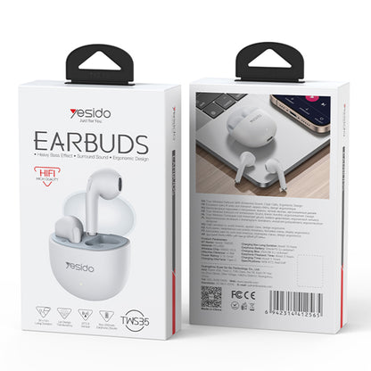 Handsfree Bluetooth Yesido TWS35, TWS, Λευκό