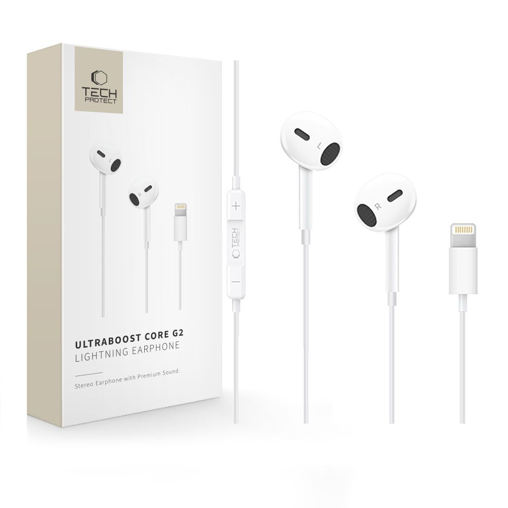 Handsfree Lightning Tech-Protect Ultraboost Core G2, Λευκό 