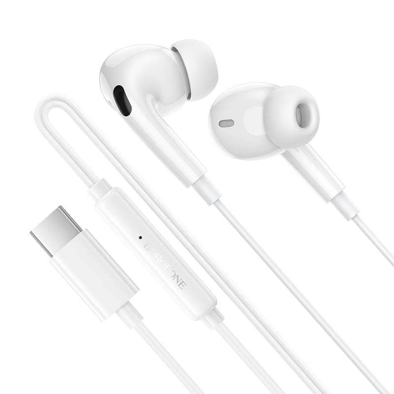 Handsfree USB-C Borofone BM100 Pro Fuente, Λευκό