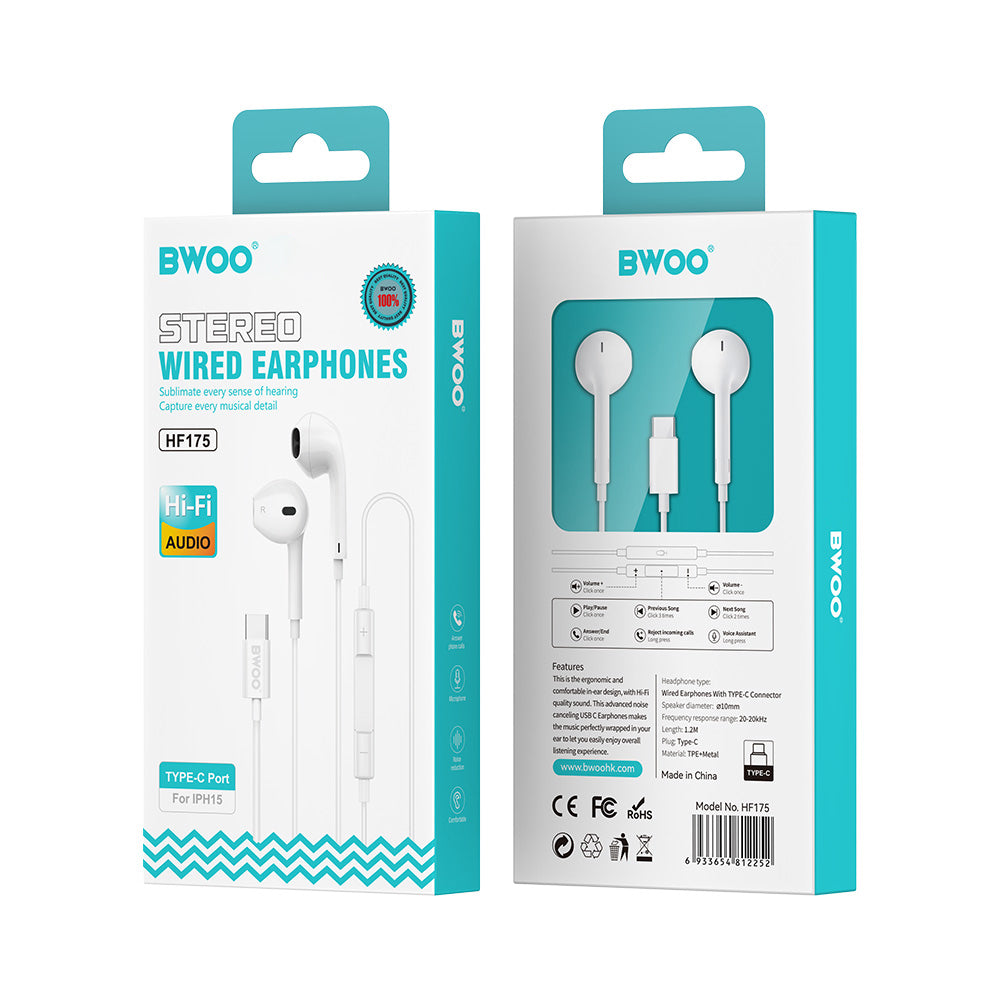 Handsfree USB-C BWOO HF175, Λευκό
