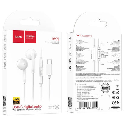 Handsfree USB-C HOCO M95, Λευκό