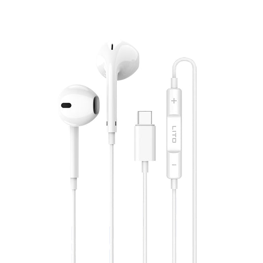 Handsfree USB-C Lito LF01T, 1.2m, Λευκό