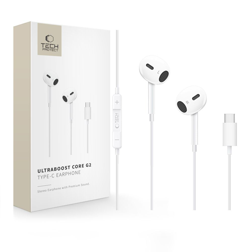 Handsfree USB-C Tech-Protect Ultraboost Core G2, Λευκό