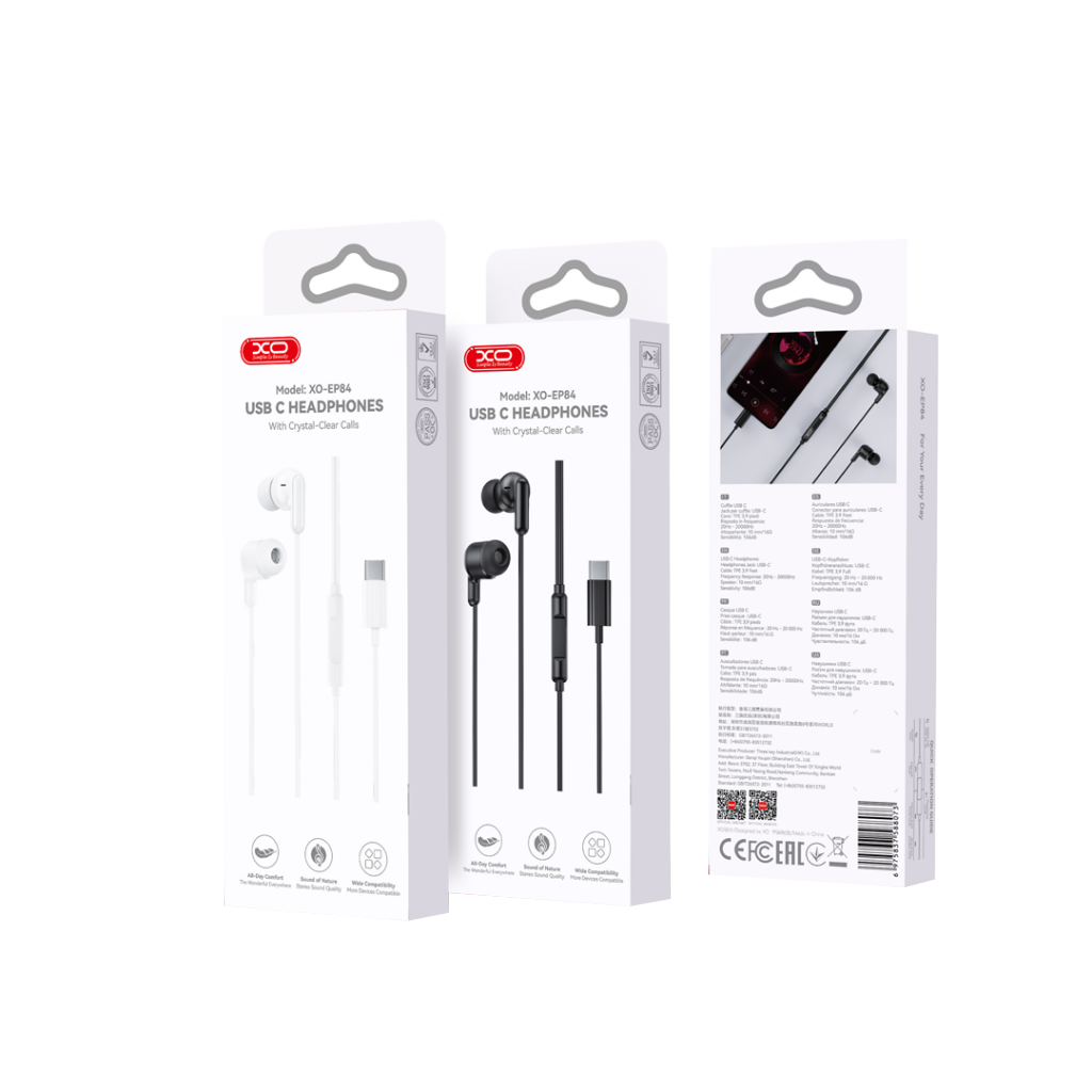 Handsfree USB-C XO Design EP84, Black
