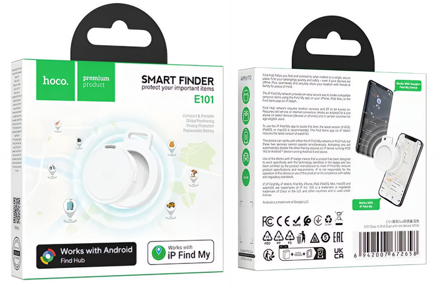 HOCO SmartTag E101 για iOS / Android Series, Λευκό