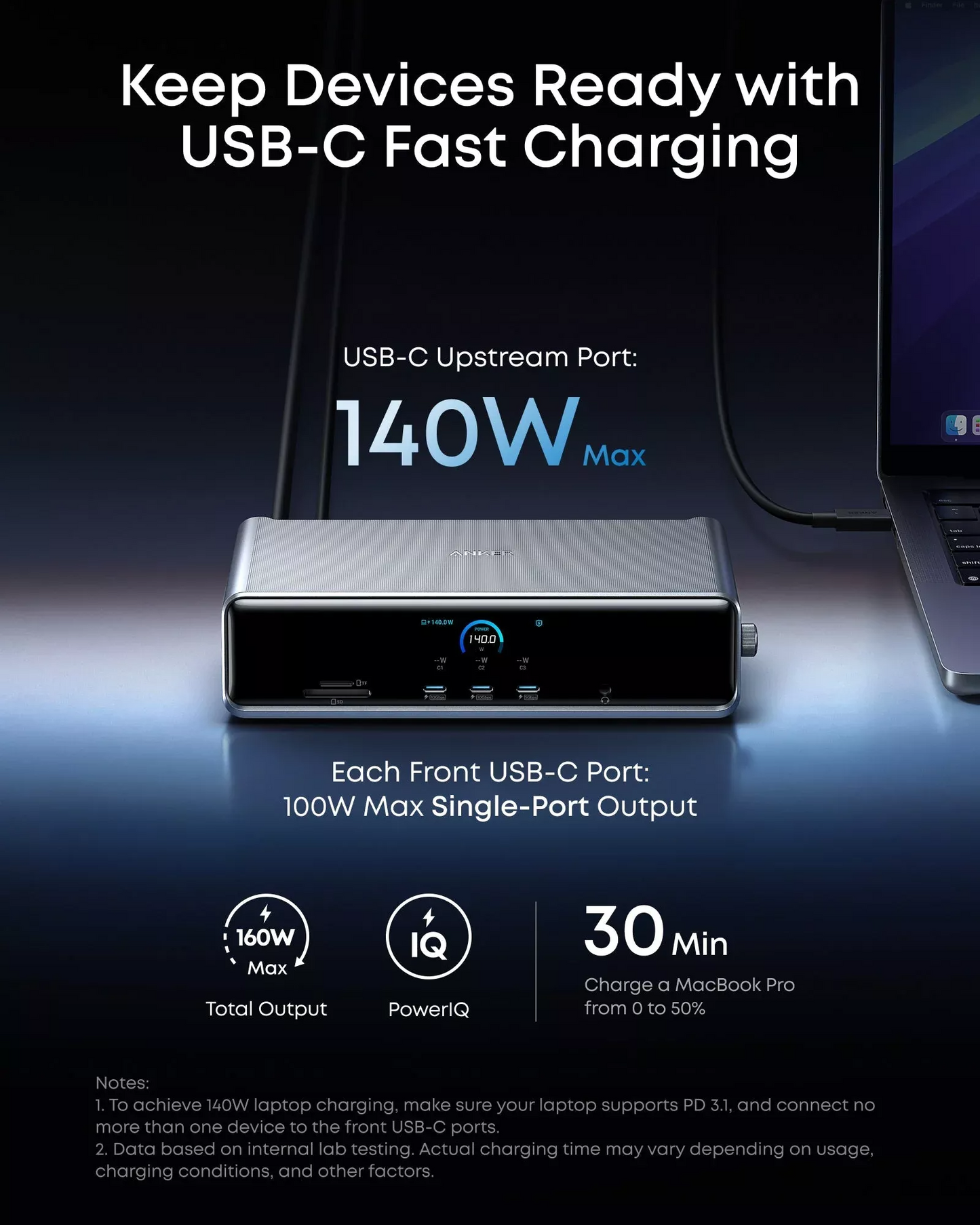 Πολυλειτουργικός Hub Anker Prime, 3 x USB-A - 4 x USB-C - 1 x Display Port - 2 x HDMI - 1 x Jack 3.5mm - 1 x RJ45 - 1 x SD - 1 x microSD, Γκρι A83B33A1