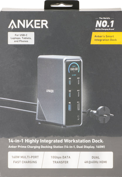 Hub Πολλαπλών Λειτουργιών Anker Prime 737, 2 x USB-A 3.0 - 3 x USB-A - 5 x USB-C - 2 x HDMI - 1 x Jack 3.5mm - 1 x RJ45, Μαύρο A83B63A1