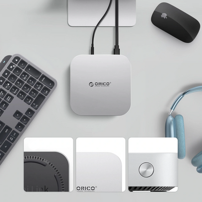 Orico MiniLink M49P Multifunctional Hub for Apple Mac Mini M4, 9in1, Silver