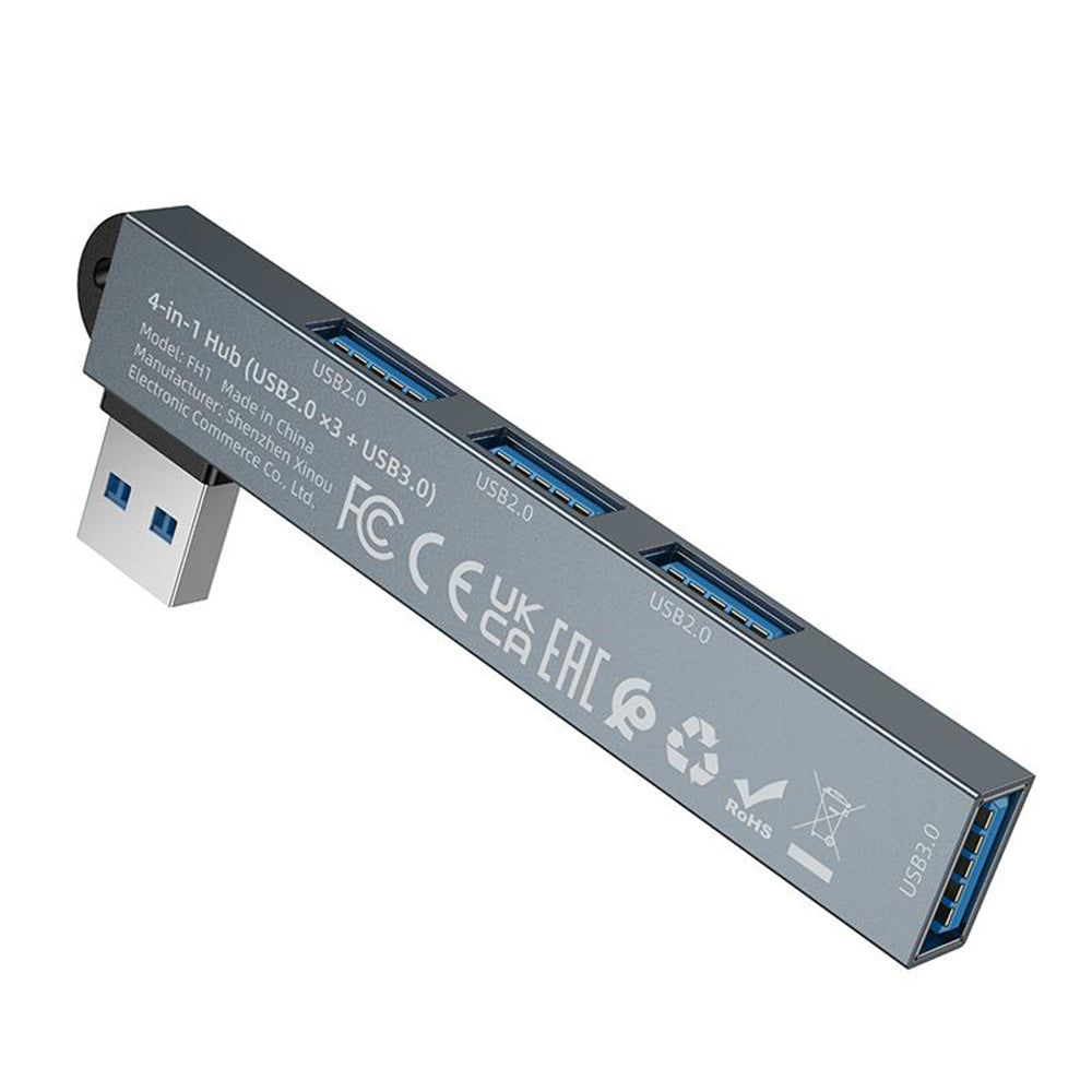 USB Hub Borofone FH1, 4σε1, Γκρι