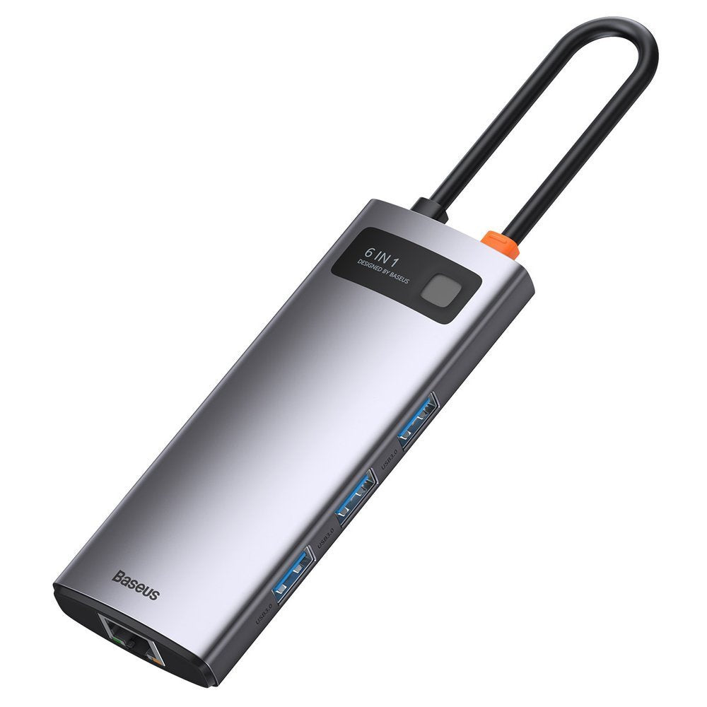 Hub USB-C Baseus Metal Gleam, 3 x USB-A 3.0 - 1 x USB-C - 1 x HDMI - 1 x RJ45, Γκρι CAHUB-CW0G