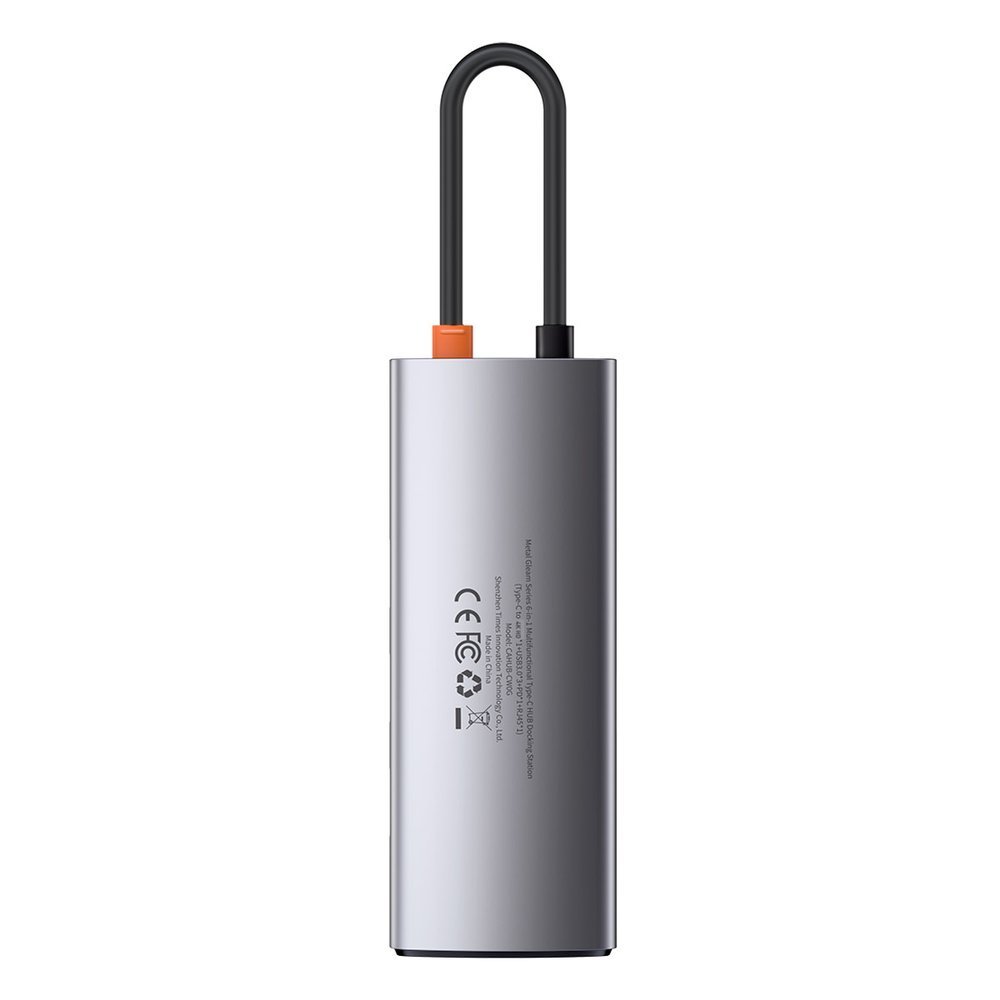 Hub USB-C Baseus Metal Gleam, 3 x USB-A 3.0 - 1 x USB-C - 1 x HDMI - 1 x RJ45, Γκρι CAHUB-CW0G