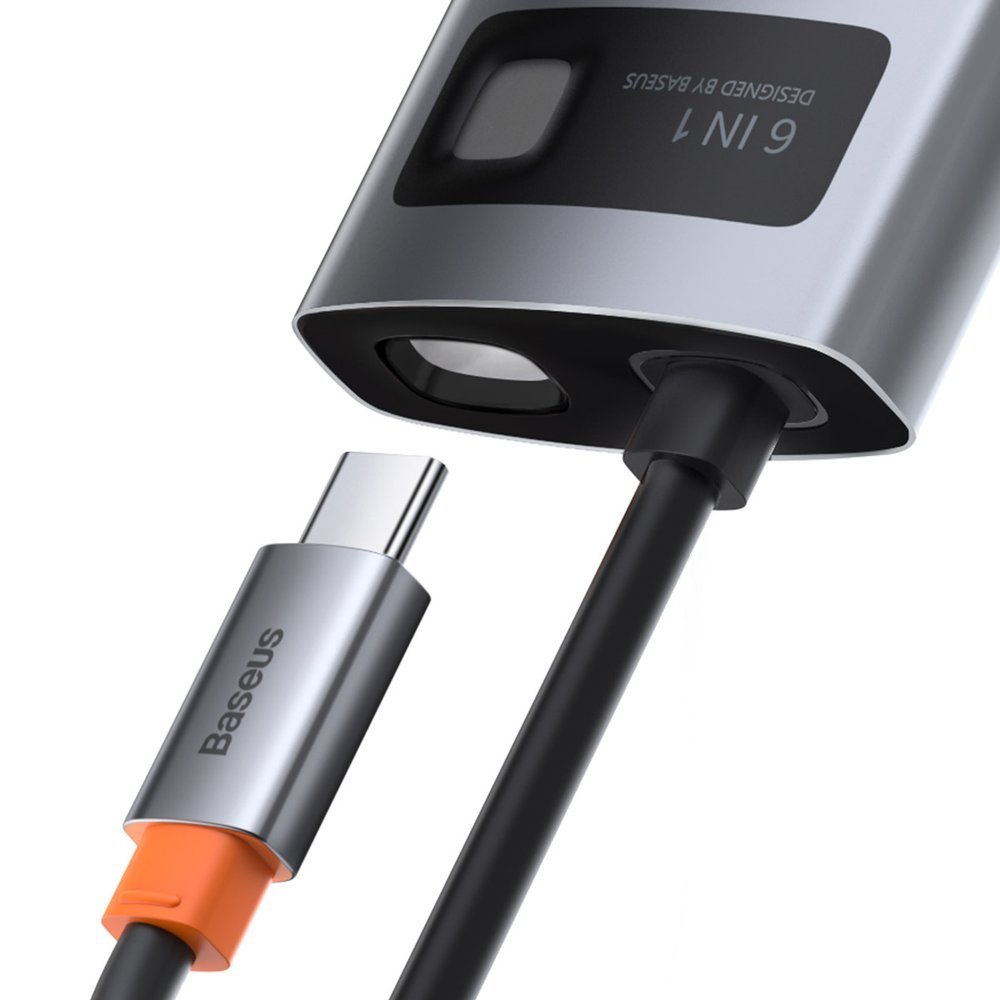 Hub USB-C Baseus Metal Gleam, 3 x USB-A 3.0 - 1 x USB-C - 1 x HDMI - 1 x RJ45, Γκρι CAHUB-CW0G