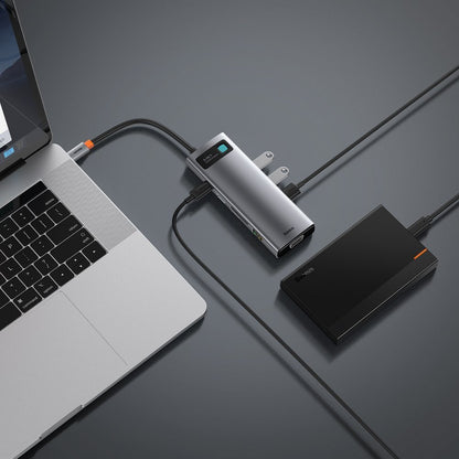 Hub USB-C Baseus, 3 x USB-A 3.0 - 1 x USB-C - 1 x HDMI - 1 x VGA - 1 x RJ45 - 1 x SD - 1 x microSD, Γκρι CAHUB-CU0G