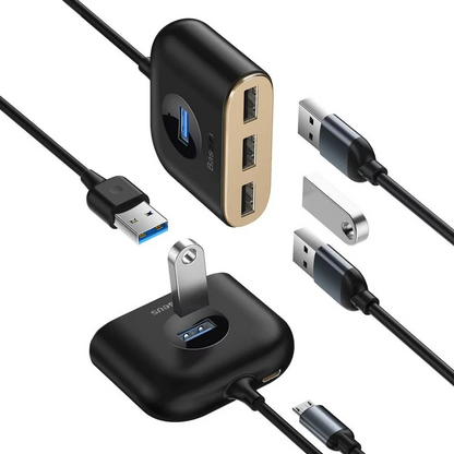 Hub USB Baseus Square, 1 x USB-A 3.0 - 3 x USB-A, Μαύρο CAHUB-AY01