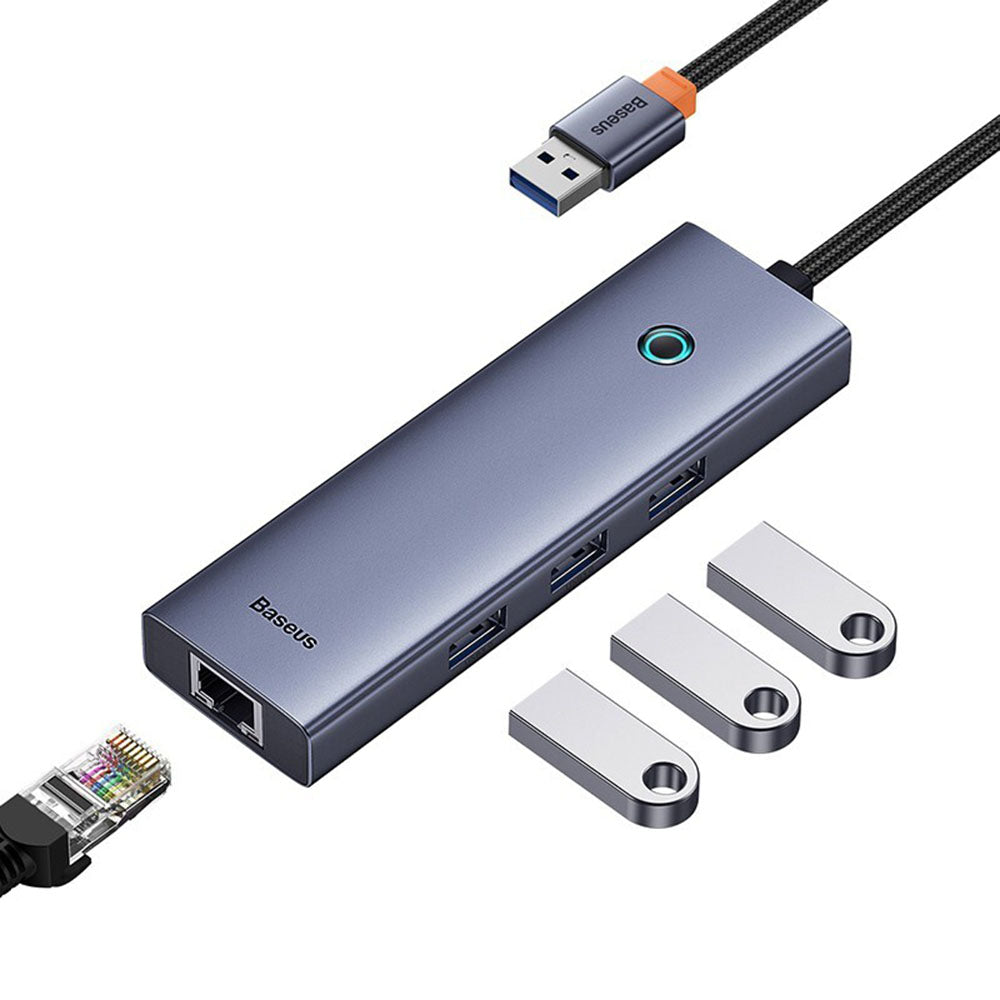 Hub USB Baseus UltraJoy, 3 x USB-A 3.0 - 1 x RJ45, Γκρι B0005280A813-01
