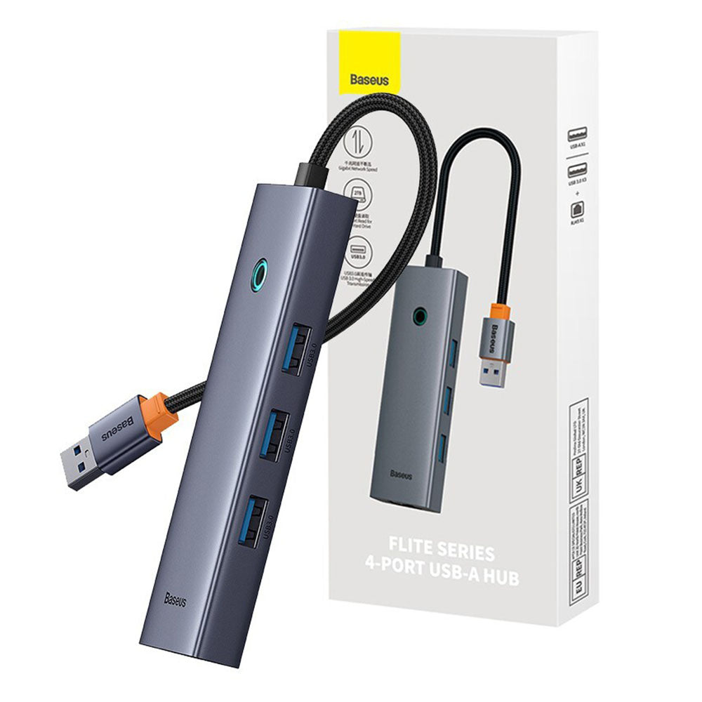 Hub USB Baseus UltraJoy, 3 x USB-A 3.0 - 1 x RJ45, Γκρι B0005280A813-01
