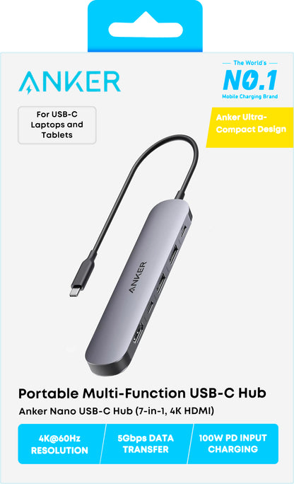 Hub USB-C Anker, 2 x USB-A 3.0 - 2 x USB-C - 1 x HDMI - 1 x SD - 1 x microSD, Γκρι A83D2HA1