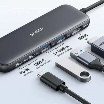 Hub USB-C Anker 332, 2 x USB-A - 2 x USB-C - 1 x HDMI, Γκρι A8355H11