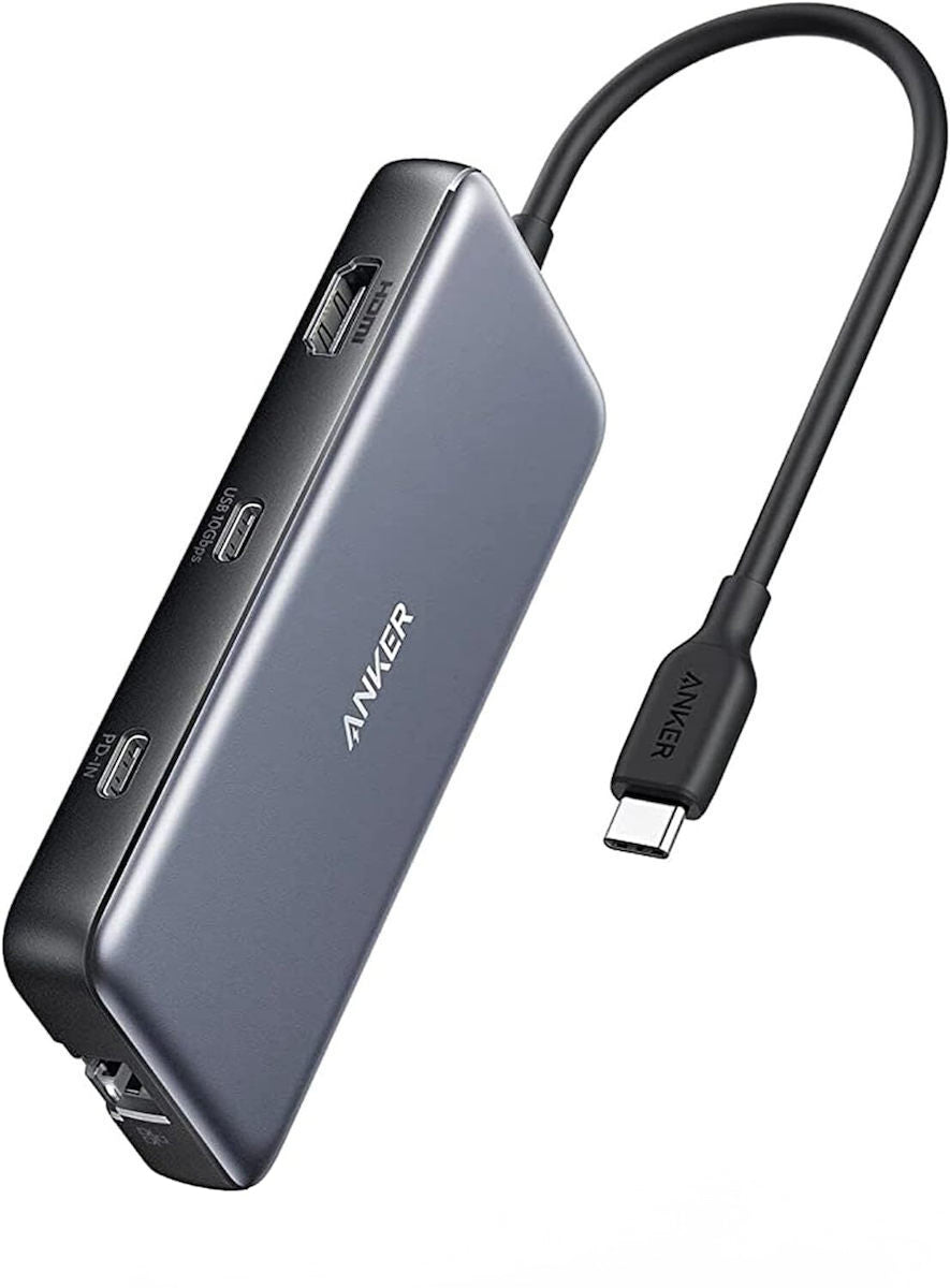 Hub USB-C Anker 555, 2 x USB-A 3.2 - 2 x USB-C - 1 x HDMI - 1 x RJ45 - 1 x SD - 1 x microSD, Γκρι A83830A2