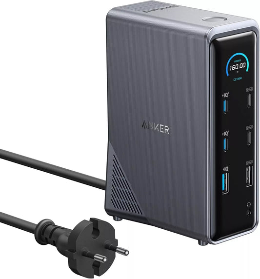 Anker Prime 737 USB-C Hub, 2 x USB-A 3.0 - 3 x USB-A - 5 x USB-C - 2 x HDMI - 1 x 3.5mm Jack - 1 x RJ45, Black A83B63A1