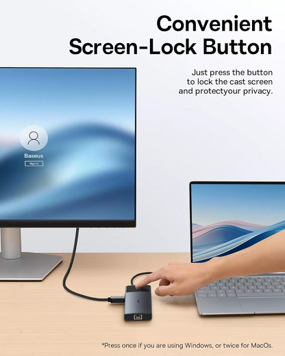 Hub USB-C Baseus Dual Display, 1 x USB-A 3.0 - 2 x USB-A - 2 x USB-C - 2 x HDMI - 1 x RJ45 - 1 x SD - 1 x microSD, Μαύρο B00061800123-01