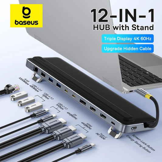 Hub USB-C Baseus EliteJoy EH3, 12in1, Γκρι B00051300111-00