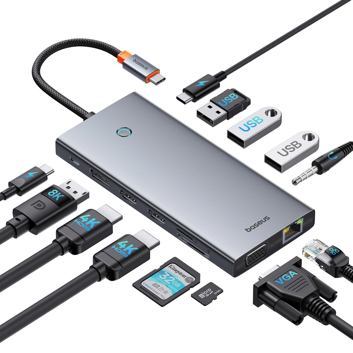 Hub USB-C Baseus PortalJoy, 13in1, Γκρι B00053002811-01