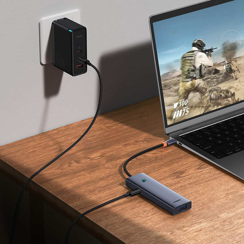 Hub USB-C Baseus UltraJoy, 4 x USB-A 3.0 - 1 x USB-C, Γκρι B00052801811-01