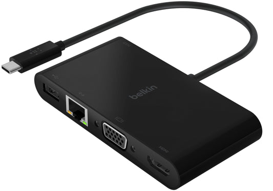 Hub USB-C Belkin Connect, 1 x USB-A 3.0 - 1 x USB-C - 1 x HDMI - 1 x VGA - 1 x RJ45, Μαύρο AVC004btBK