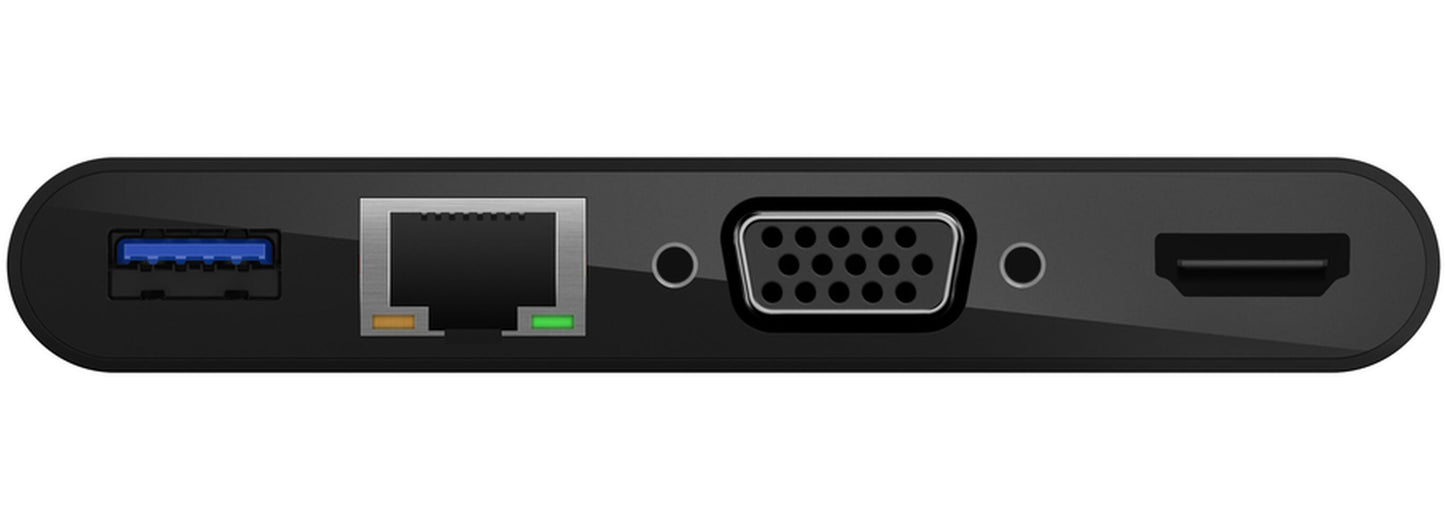 Belkin Connect USB-C Hub, 1 x USB-A 3.0 - 1 x USB-C - 1 x HDMI - 1 x VGA - 1 x RJ45, Black AVC004btBK