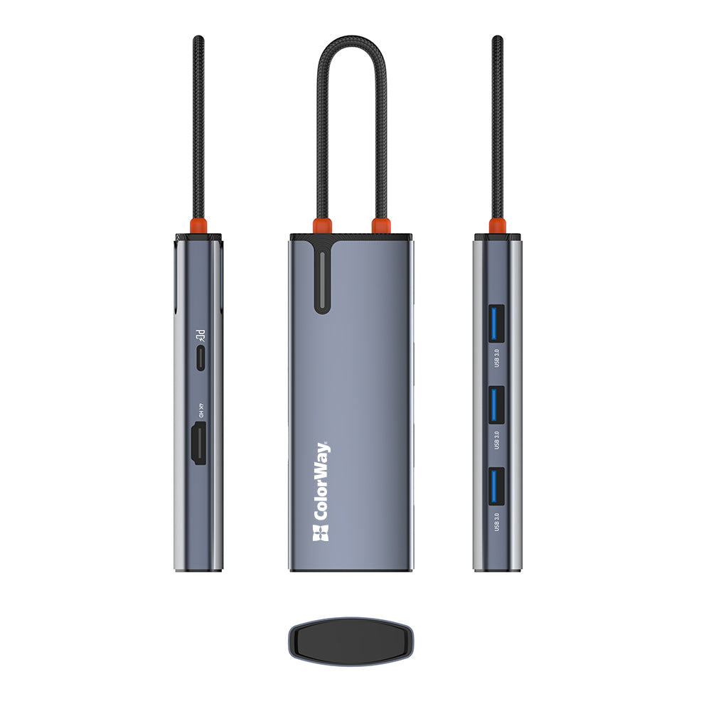 Hub USB-C ColorWay CW-HUB01, 5in1, Ασημί