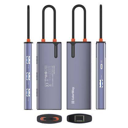 Hub USB-C ColorWay CW-HUB03, 6in1, Ασημί