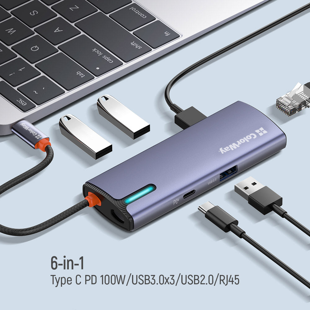 Hub USB-C ColorWay CW-HUB03, 6in1, Ασημί