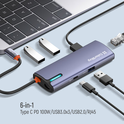 Hub USB-C ColorWay CW-HUB03, 6in1, Ασημί
