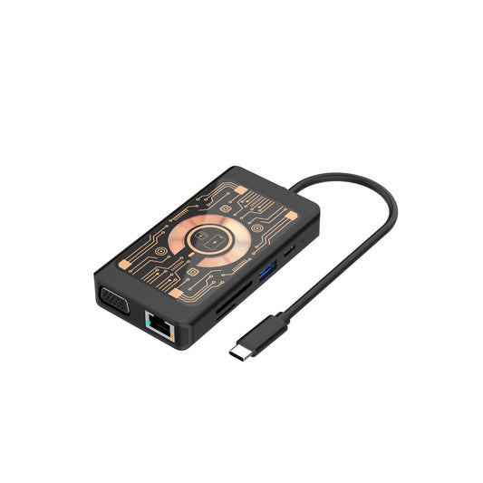 Hub USB-C με Ασύρματη Φόρτιση QI Qualo QTPB5-HUB-18, 9σε1, Γκρι