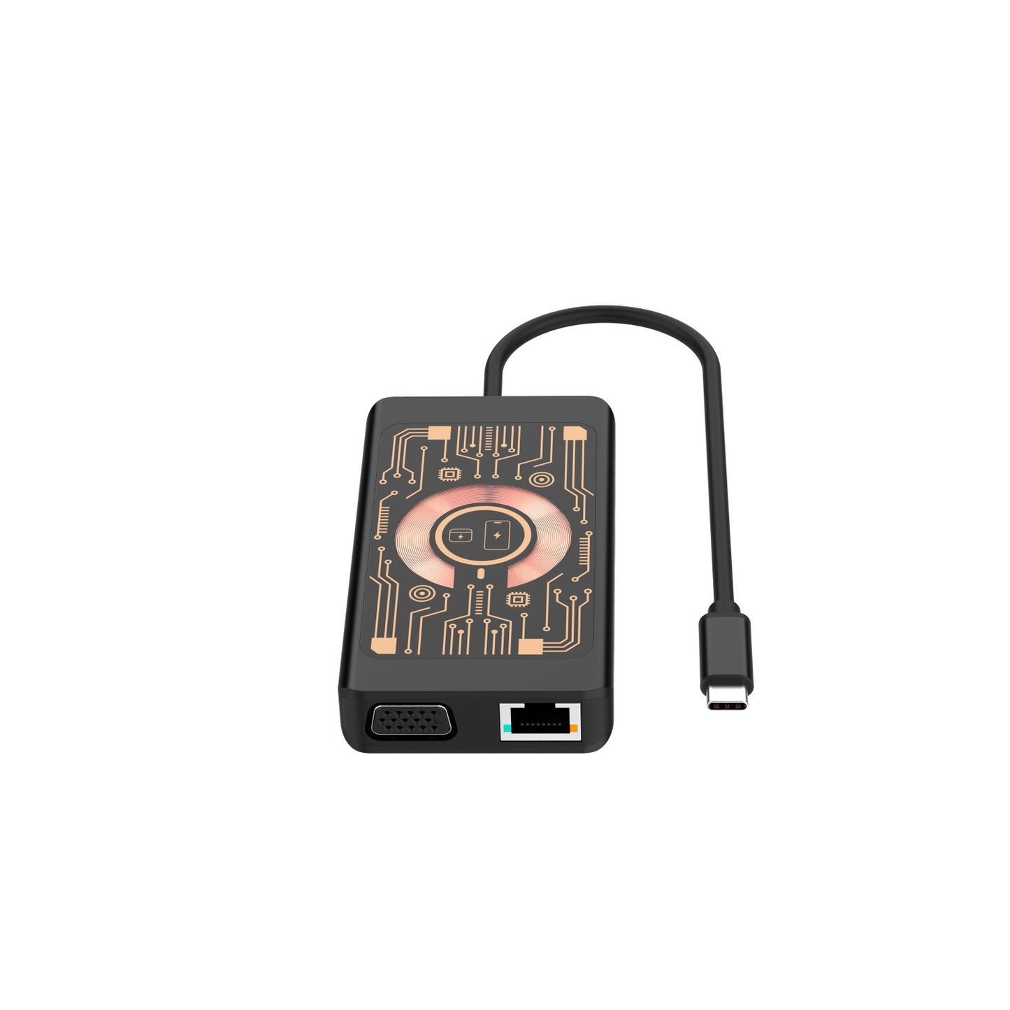 USB-C Hub with QI Wireless Charging Qualo QTPB5-HUB-18, 9in1, Gray