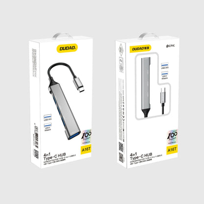 Hub USB-C Dudao A16T, 1 x USB-A 3.0 - 3 x USB-A, Μαύρο