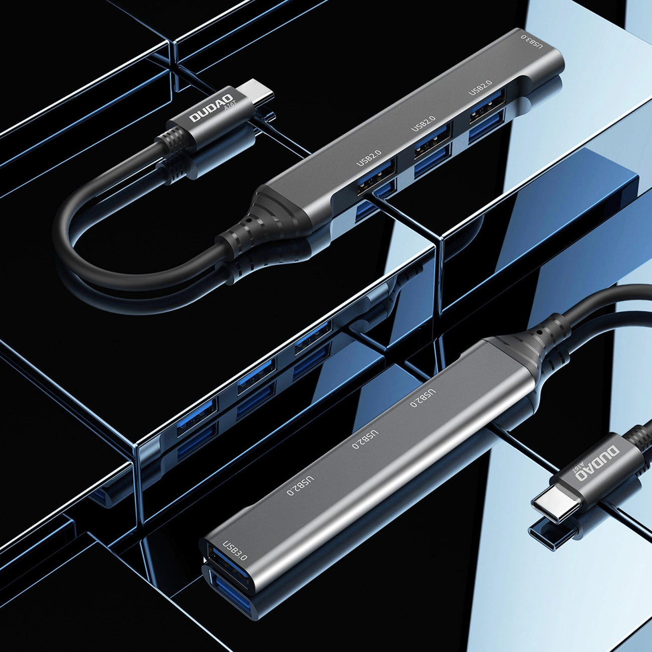 Hub USB-C Dudao A16T, 1 x USB-A 3.0 - 3 x USB-A, Μαύρο