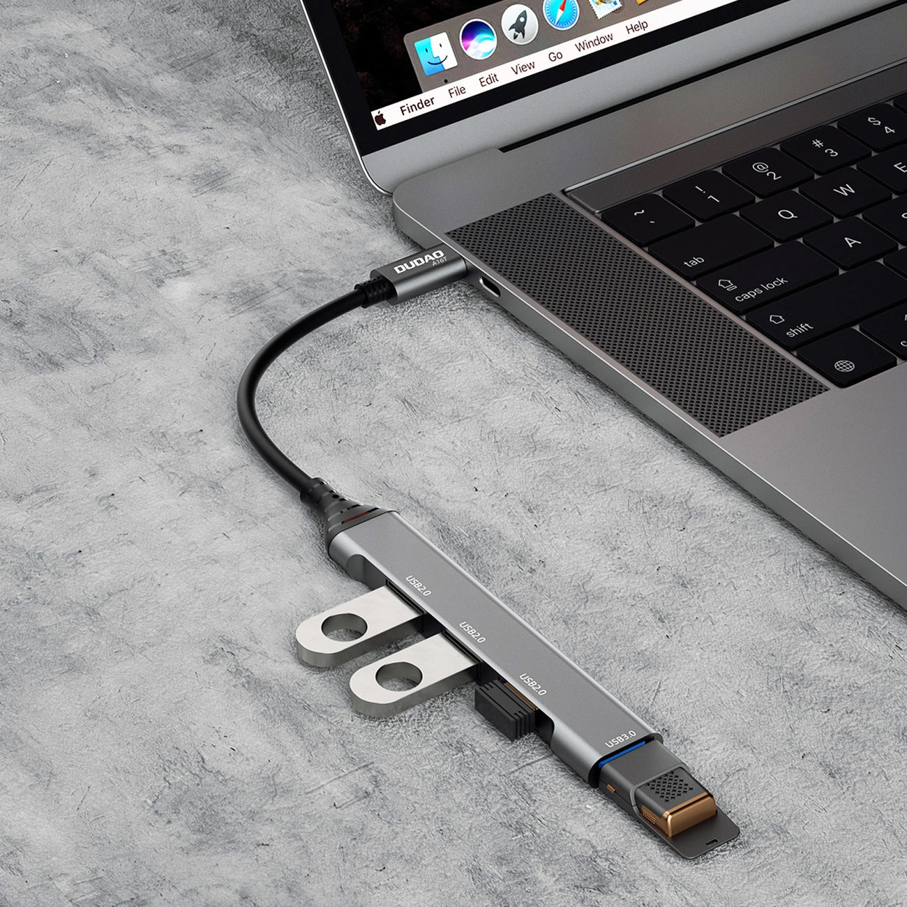 Hub USB-C Dudao A16T, 1 x USB-A 3.0 - 3 x USB-A, Μαύρο