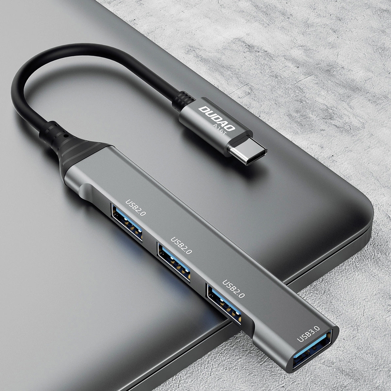 Hub USB-C Dudao A16T, 1 x USB-A 3.0 - 3 x USB-A, Μαύρο
