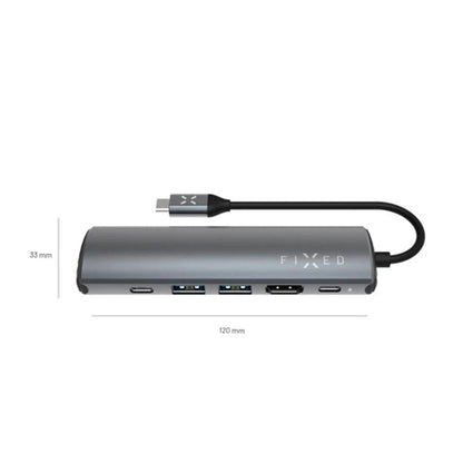 Hub USB-C Fixed Pro, 6in1, Γκρι