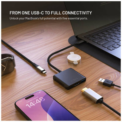 Hub USB-C Fixed Quadri, 5σε1, Μαύρο