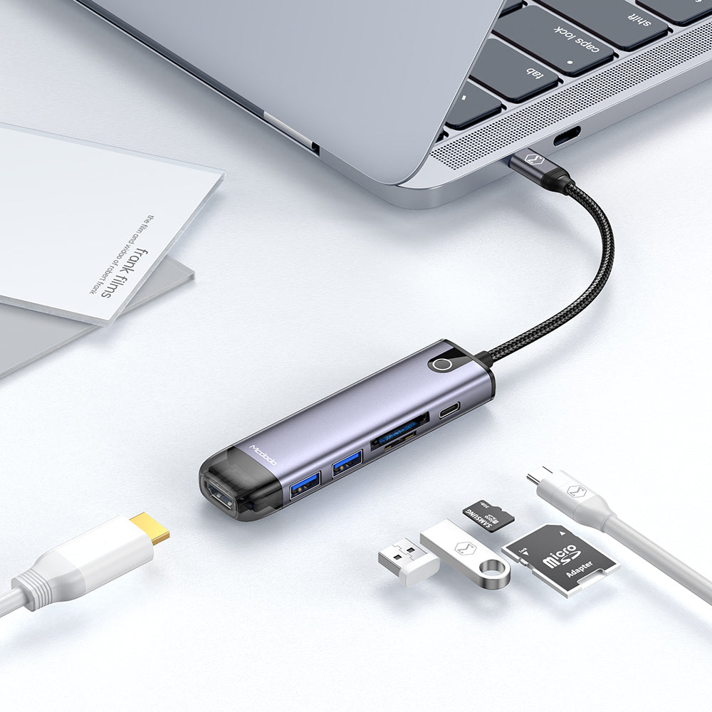 Hub USB-C McDodo HU-7740, 6σε1, Γκρι
