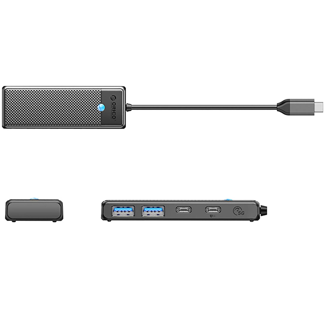 Hub USB-C Orico PAPW2AC-C3, 2 x USB-A 3.0 - 2 x USB-C, Μαύρο