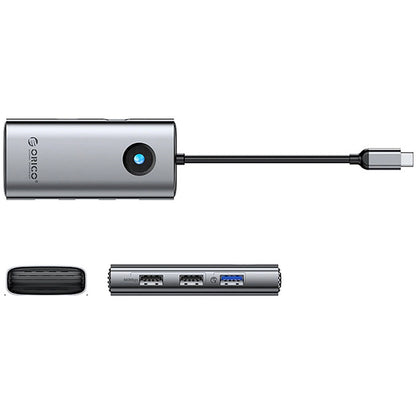 Hub USB-C Orico PW11-5P, 1 x USB-A 3.0 - 2 x USB-A - 1 x USB-C - 1 x HDMI, Γκρι