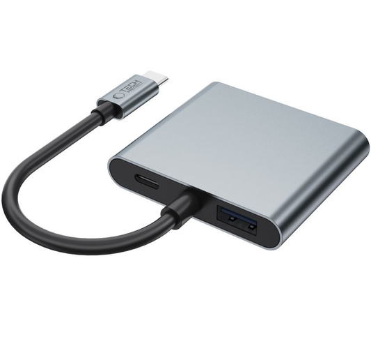 Hub USB-C Tech-Protect HB08, 1 x USB-A - 1 x USB-C - 2 x HDMI, Γκρι