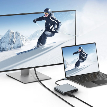 Hub USB-C Tech-Protect HB08, 1 x USB-A - 1 x USB-C - 2 x HDMI, Γκρι