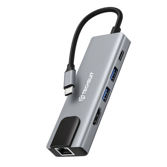 Hub USB-C Techsuit H1 NetBridge, 5σε1, Γκρι