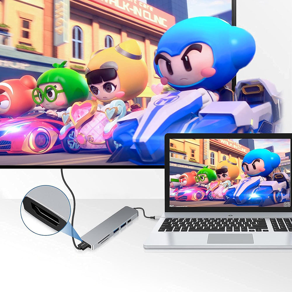 Hub USB-C Techsuit H5 TurboChargeX, 6in1, Γκρι