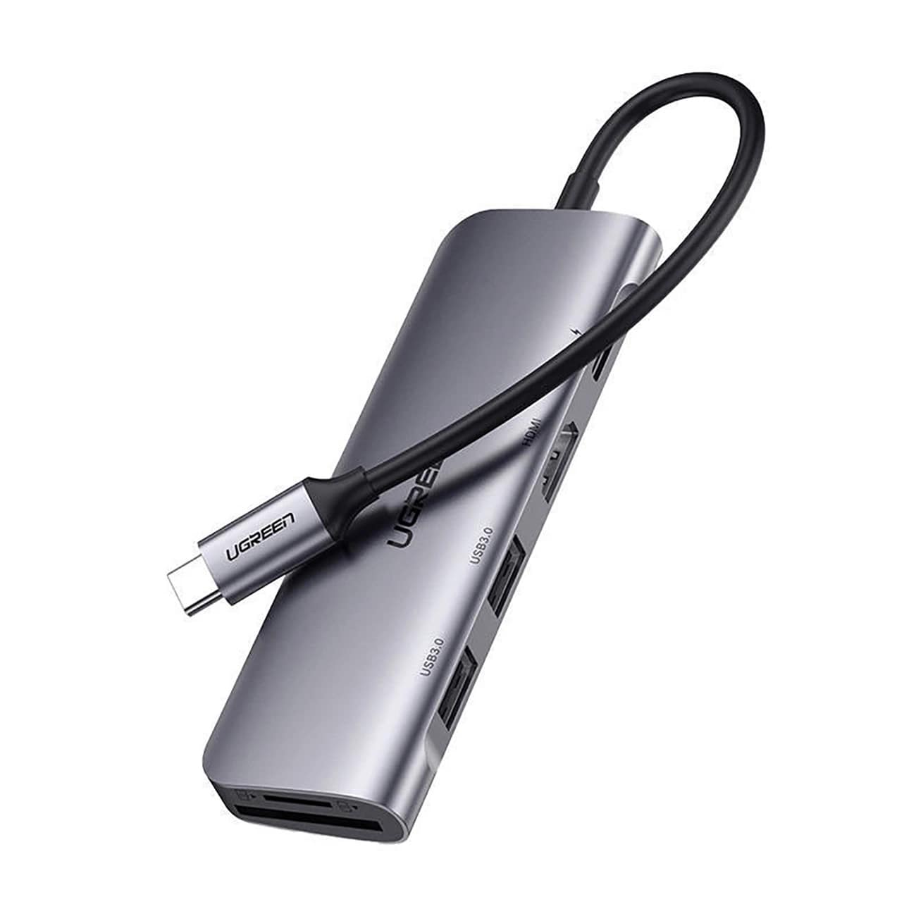 Hub USB-C UGREEN CM195 (15214), 2 x USB-A 3.0 - 1 x USB-C - 1 x HDMI - 1 x SD - 1 x microSD, Γκρι
